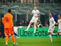 Lucas Digne (France) celebrates his goal during the UEFA Nations League, League A, Group A2 football match between Italy and France at Stadi...