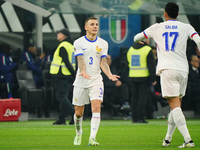 Lucas Digne (France) celebrates his goal during the UEFA Nations League, League A, Group A2 football match between Italy and France at Stadi...