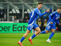 Andrea Cambiaso (Italy) celebrates his goal during the UEFA Nations League, League A, Group A2 football match between Italy and France in Mi...