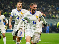 Adrien Rabiot (France) celebrates his goal during the UEFA Nations League, League A, Group A2 football match between Italy and France in Mil...