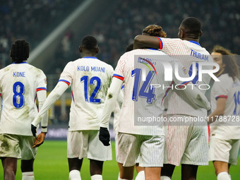 Adrien Rabiot (France) celebrates the goal with Marcus Thuram (France) during the UEFA Nations League, League A, Group A2 football match bet...