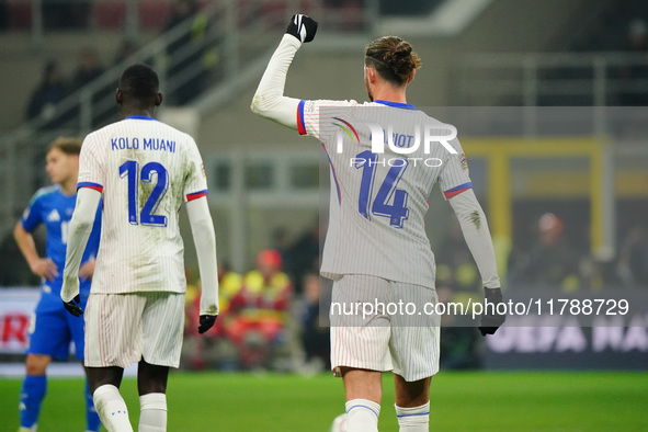 Adrien Rabiot (France) celebrates his goal during the UEFA Nations League, League A, Group A2 football match between Italy and France in Mil...