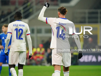 Adrien Rabiot (France) celebrates his goal during the UEFA Nations League, League A, Group A2 football match between Italy and France in Mil...