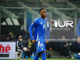 Destiny Udogie (Italy) participates in the UEFA Nations League, League A, Group A2 football match between Italy and France in Milan, Italy,...