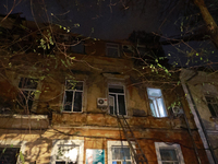 A three-storey residential building in downtown Odesa, Ukraine, is damaged by a Russian missile and drone attack on November 14, 2024. NO US...