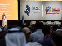 Prince Abdul Aziz bin Talal bin Abdul Aziz Al Saud, Chairman of the Arab Gulf Program for Development (AGFUND), delivers a speech during the...