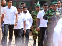 Sri Lankan President Anura Kumara Dissanayake arrives to take a photograph with newly appointed cabinet ministers at the president's office...