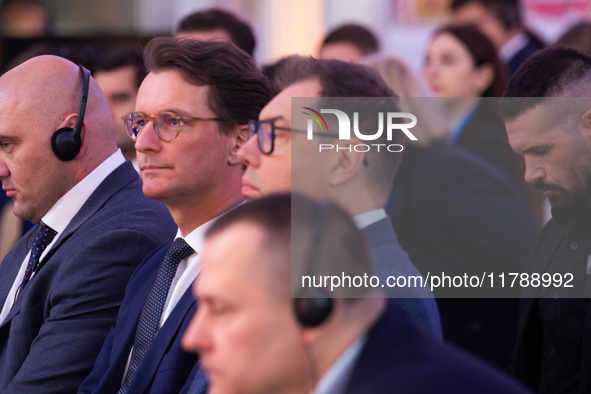 Hendrik Wust, NRW state minister president, and Oleksii Makeiev, Ukraine's Ambassador to Germany, attend the opening of the Ukraine Conferen...