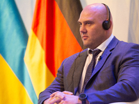 Serhiy Lysak, Governor of Dnipropetrovsk Oblast, speaks during the opening of the Ukraine Conference of NRW at Flora Hall in Cologne, German...