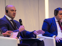 Serhiy Lysak, Governor of Dnipropetrovsk Oblast, speaks during the opening of the Ukraine Conference of NRW at Flora Hall in Cologne, German...