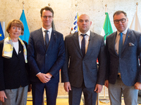 Hendrik Wust, the NRW state minister president, Serhiy Lysak, the governor of Dnipropetrovsk Oblast of Ukraine, Henriette Reker, the mayor o...