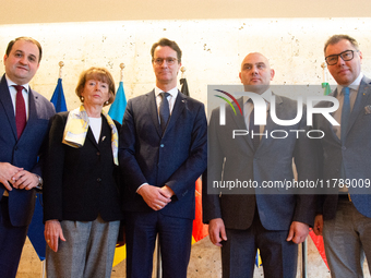 Nathanael Liminski, the state minister of international affairs, Henriette Reker, the mayor of Cologne, Hendrik Wust, the NRW state minister...