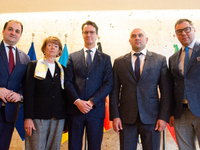 Nathanael Liminski, the state minister of international affairs, Henriette Reker, the mayor of Cologne, Hendrik Wust, the NRW state minister...