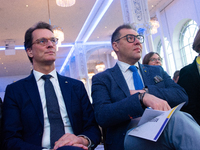 Hendrik Wust, NRW state minister president, and Oleksii Makeiev, Ukraine's Ambassador to Germany, are present during the opening of the Ukra...