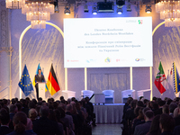 Hendrik Wust, NRW state minister president, speaks during the opening of the Ukraine Conference of NRW at Flora Hall in Cologne, Germany, on...