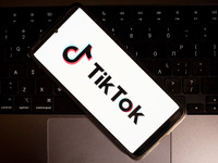 The TikTok logo displays on a smartphone screen in this photo illustration in Athens, Greece, on November 18, 2024. The Canadian government...