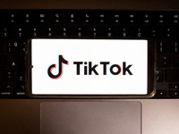 The TikTok logo displays on a smartphone screen in this photo illustration in Athens, Greece, on November 18, 2024. The Canadian government...