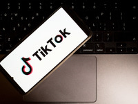 The TikTok logo displays on a smartphone screen in this photo illustration in Athens, Greece, on November 18, 2024. The Canadian government...