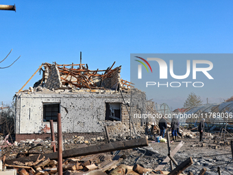 A house is damaged by a Russian missile strike in the Odesa region, Ukraine, on November 17, 2024. In the recent massive attack, Russian tro...