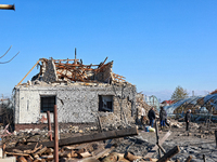 A house is damaged by a Russian missile strike in the Odesa region, Ukraine, on November 17, 2024. In the recent massive attack, Russian tro...