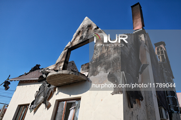 A house is damaged by a large-scale Russian missile strike in the Odesa region, Ukraine, on November 17, 2024. In the recent massive attack,...