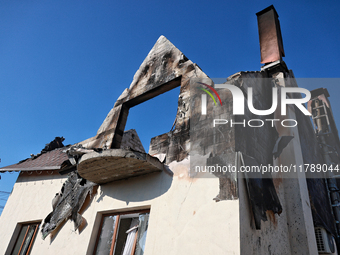 A house is damaged by a large-scale Russian missile strike in the Odesa region, Ukraine, on November 17, 2024. In the recent massive attack,...