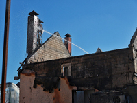 A burnt-out house is pictured after a large-scale Russian missile strike in the Odesa region, Ukraine, on November 17, 2024. In the recent m...