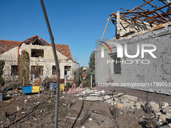 Houses are damaged by a large-scale Russian missile strike in the Odesa region, Ukraine, on November 17, 2024. In the recent massive attack,...