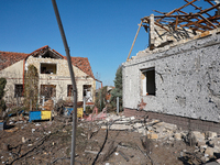 Houses are damaged by a large-scale Russian missile strike in the Odesa region, Ukraine, on November 17, 2024. In the recent massive attack,...