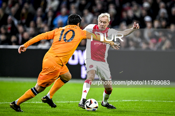 AFC Ajax Amsterdam legend player Dick Schoenaker participates in the match between Ajax Legends and Real Madrid Legends at the Johan Cruijff...