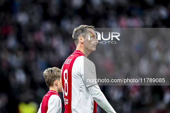 AFC Ajax Amsterdam legend Michel Kreek participates in the match between Ajax Legends and Real Madrid Legends at the Johan Cruijff ArenA for...