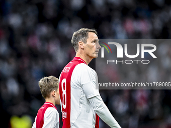 AFC Ajax Amsterdam legend Michel Kreek participates in the match between Ajax Legends and Real Madrid Legends at the Johan Cruijff ArenA for...