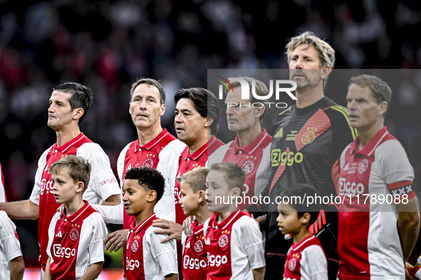 AFC Ajax Amsterdam legend goalkeeper Edwin van der Sar, AFC Ajax Amsterdam legend player Ronald de Boer, and AFC Ajax Amsterdam legend playe...