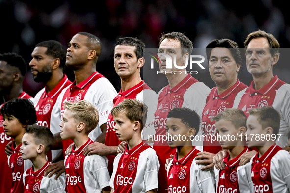 AFC Ajax Amsterdam legend players Cristian Chivu, Patrick Kluivert, Michel Kreek, and Sonny Silooy participate in the match between Ajax Leg...