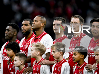 AFC Ajax Amsterdam legend players Michel Kreek, Cristian Chivu, Patrick Kluivert, and Ryan Babel participate in the match between Ajax Legen...