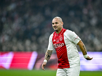 AFC Ajax Amsterdam legend Wesley Sneijder plays during the match between Ajax Legends and Real Madrid Legends at the Johan Cruijff ArenA in...