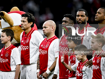 AFC Ajax Amsterdam legend players Ryan Babel, Clarence Seedorf, Wesley Sneijder, and Jari Litmanen participate in the match between Ajax Leg...