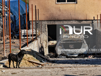 A burnt-out car is in a garage in a house damaged by a large-scale Russian missile strike in Odesa region, Ukraine, on November 17, 2024. In...