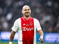 AFC Ajax Amsterdam legend Wesley Sneijder plays during the match between Ajax Legends and Real Madrid Legends at the Johan Cruijff ArenA in...