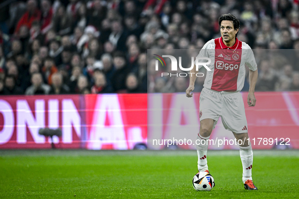 AFC Ajax Amsterdam legend Jari Litmanen plays during the match between Ajax Legends and Real Madrid Legends at the Johan Cruijff ArenA for t...