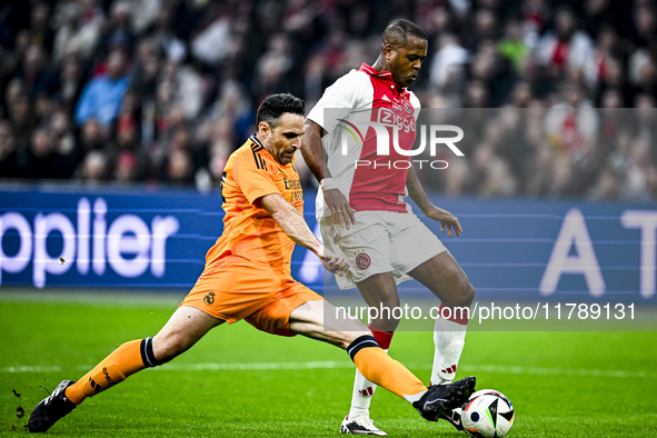 Real Madrid CF legend Antonio Nunez and AFC Ajax Amsterdam legend Patrick Kluivert participate in the match between Ajax Legends and Real Ma...