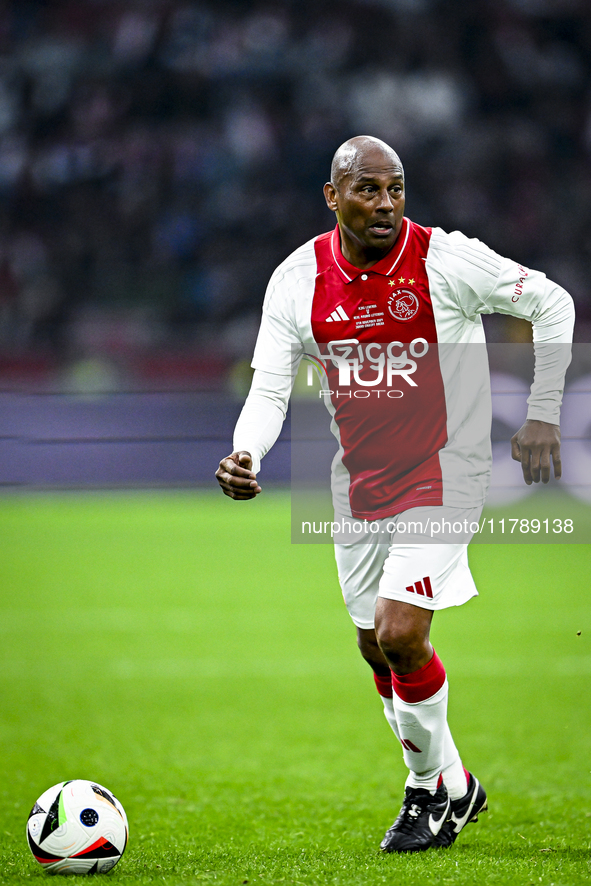 AFC Ajax Amsterdam legend Aron Winter participates in the match between Ajax Legends and Real Madrid Legends at the Johan Cruijff ArenA for...