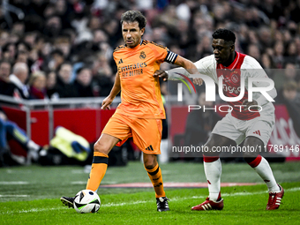 Real Madrid CF legend Luis Milla and AFC Ajax Amsterdam legend Clarence Seedorf participate in the match between Ajax Legends and Real Madri...