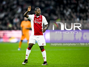 AFC Ajax Amsterdam legend Kiki Musampa participates in the match between Ajax Legends and Real Madrid Legends at the Johan Cruijff ArenA for...