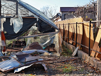 A greenhouse damaged by a Russian missile strike is on the premises of a private house in the Odesa region, southern Ukraine, on November 17...