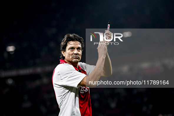 AFC Ajax Amsterdam legend Jari Litmanen plays during the match between Ajax Legends and Real Madrid Legends at the Johan Cruijff ArenA for t...