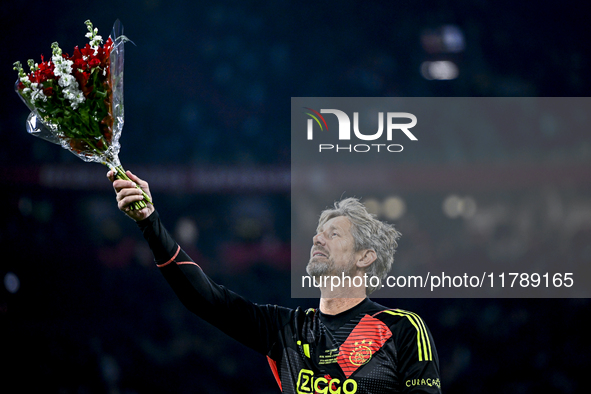 AFC Ajax Amsterdam legend goalkeeper Edwin van der Sar participates in the match between Ajax Legends and Real Madrid Legends at the Johan C...