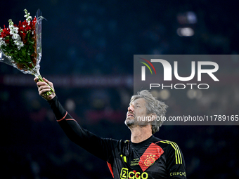 AFC Ajax Amsterdam legend goalkeeper Edwin van der Sar participates in the match between Ajax Legends and Real Madrid Legends at the Johan C...