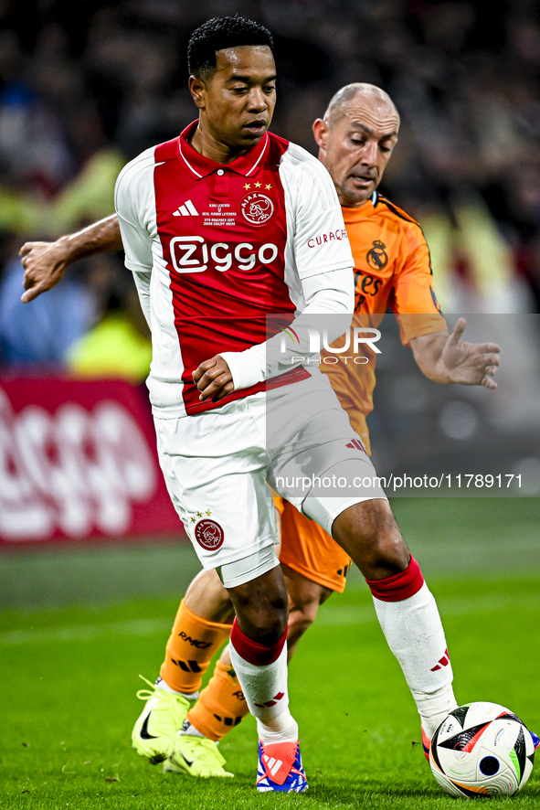 AFC Ajax Amsterdam legend Urby Emanuelson and Real Madrid CF legend Pedro Munitis participate in the match between Ajax Legends and Real Mad...