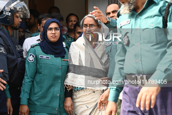 Police personnel escort detainee Dr. Dipu Moni, former Minister and a member of Bangladesh's ousted former Prime Minister Sheikh Hasina's Aw...